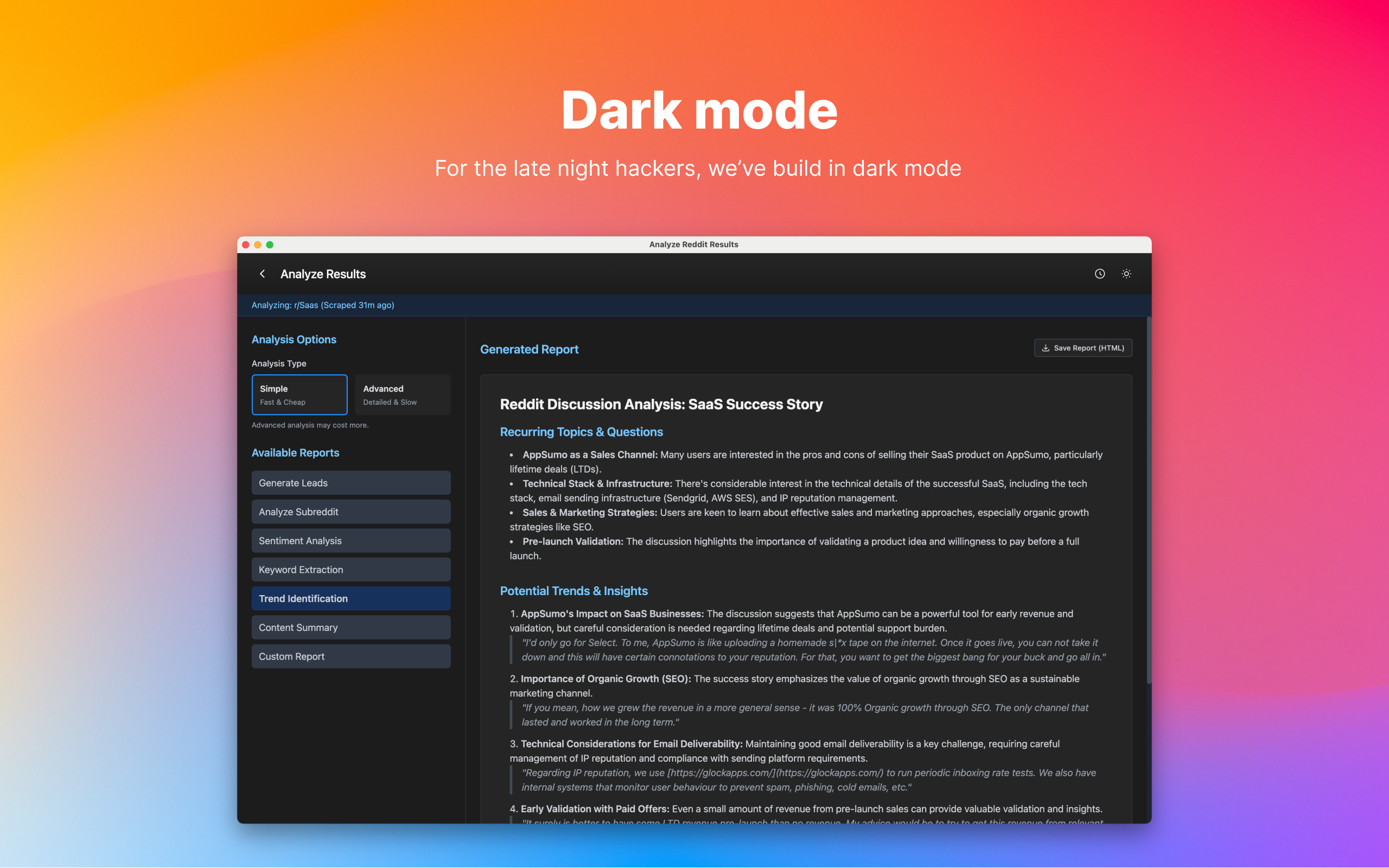Marketing Wizard Screenshot - Analysis