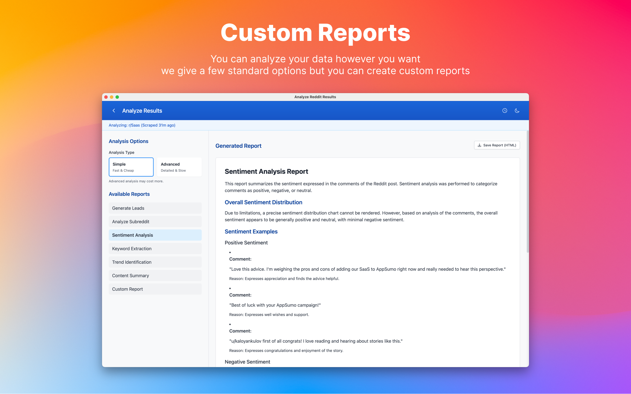 Marketing Wizard Screenshot - Results